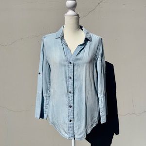 ABS Chambray Denim Button Down Top